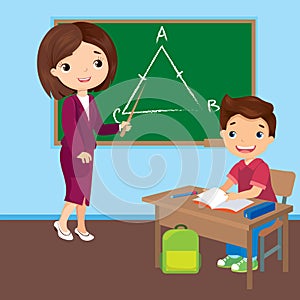 Teacher explains the task to the student