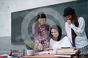 Teacher gathering in a classroom