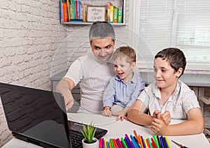 Teacher giving online lesson to student from home. Video call