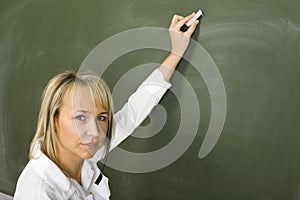 Teacher at greenboard