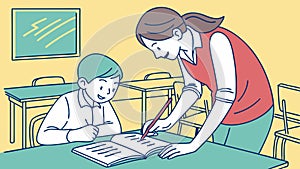 Teacher Helping Student, Personalized Learning Support, vector design Generative AI