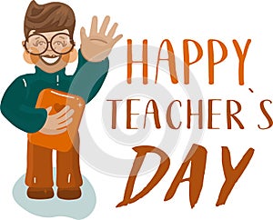 Happy teachers day postcard template happy world hindi teacher`s day set illustration worker set vector flat people happy smile photo