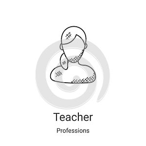 teacher icon vector from professions collection. Thin line teacher outline icon vector illustration. Linear symbol for use on web