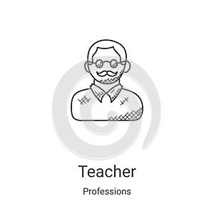 teacher icon vector from professions collection. Thin line teacher outline icon vector illustration. Linear symbol for use on web