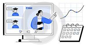 Online Education Webinar with Instructor, Students, and Data Presentation