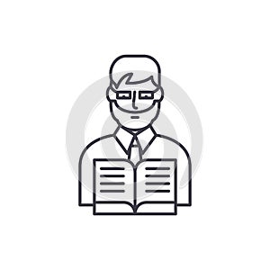 Teacher line icon concept. Teacher vector linear illustration, symbol, sign