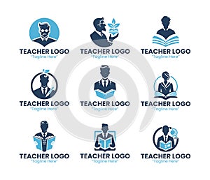 9 Teacher Logo Set Education Learning Design Collection