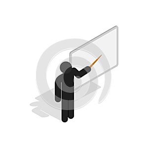 Teacher near the blackboard with pointer icon