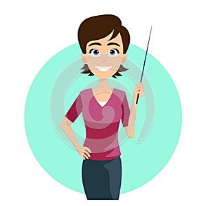 Teacher with pointer abstract vector design flat illustration