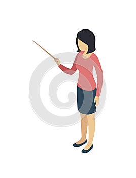 Teacher with pointer 3d isometric icon