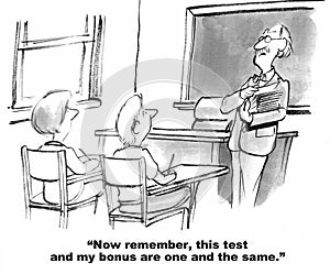 Teacher's Bonus Dependent on Test Scores photo