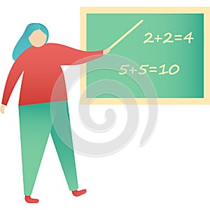 Teacher at school class blackboard vector icon