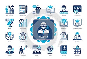 Teacher solid icon set