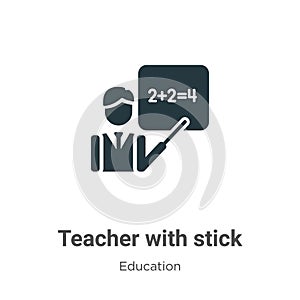 Teacher with stick vector icon on white background. Flat vector teacher with stick icon symbol sign from modern education