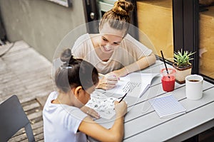 Teacher Student Tutor Homework Lesson Concept photo