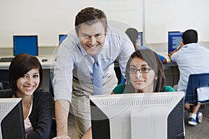 Teacher and Students in Computer Lab