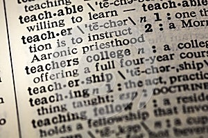 Teacher teach instruct dictionary printed