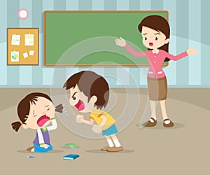 Teacher tried to stop the children boy shouting to friend