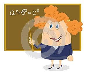 Teacher woman with blackboard