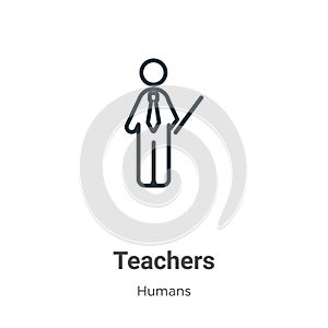 Teachers outline vector icon. Thin line black teachers icon, flat vector simple element illustration from editable humans concept