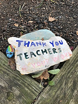 Teachers, Thank You Teachers, Childlike Painted Rock, Rutherford, NJ, USA