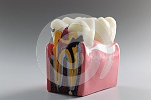 Teaching model of a tooth in cross section, close-up