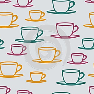 Teacups seamless pattern