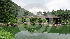 Teahouse in Ritsurin Koen Garden Takamatsu Japan