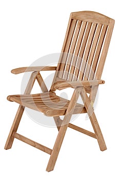 A teak wooden chair isolated on a white background photo