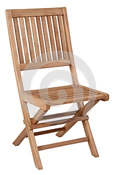 A teak wooden chair isolated on a white background photo