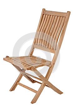 Teak garden furniture isolated in white background photo