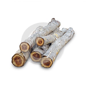 Teak stump isolated on white background