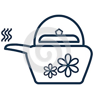 Teakettle Line Vector Isolated Icon customized and editable