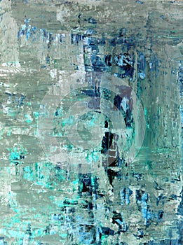 Teal and Beige Abstract Art Painting