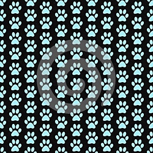 Teal and Black Dog Paw Prints Tile Pattern Repeat Background