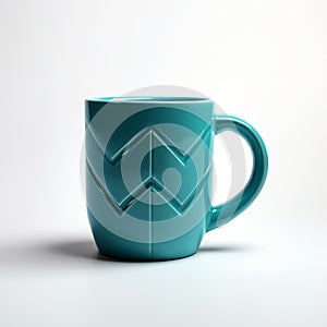 Teal Coffee Mug With Chevron Design - Character Design And Strong Use Of Color