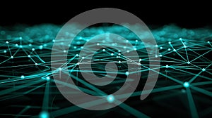 Teal Connected Network, Plexus Abstract Background, Digital Data Connection