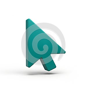 Teal 3D Computer Mouse Cursor Arrow Icon on White Background pointer