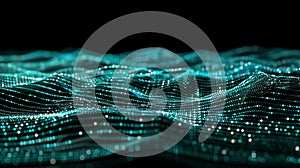 Teal Data Stream Visualizing A Connected Network, Abstract Background