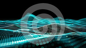Teal Data Wave Background - Abstract Particle Flow Visualization