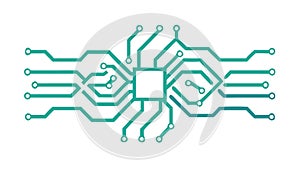 Teal Digital Circuit Board Lines Pattern, Modern Technology, vector design Generative AI