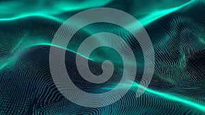 Teal Digital Wave Abstract Particle Mesh Composition, Particle Background, Data Visualization Digital Art, Abstract Background
