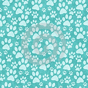 Teal Doggy Paw Print Tile Pattern Repeat Background