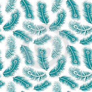 Teal Feather Pattern Design Background