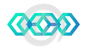 Teal Geometric Chain Link Abstract Pattern, vector design Generative AI