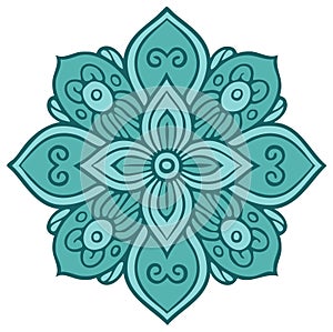 Teal Geometric Floral Mandala Pattern Decorative Element