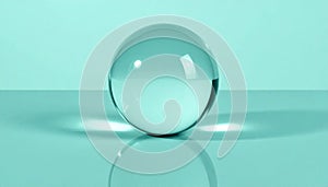 Teal Glass Sphere Reflection on Smooth Surface