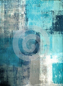 Teal and Grey Abstract Art Painting photo