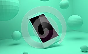 Teal IPhone On teal Background