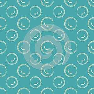 Teal irregular polka dots bubbles vector seamless pattern. Trendy seamless pattern. bright textured circles on teal